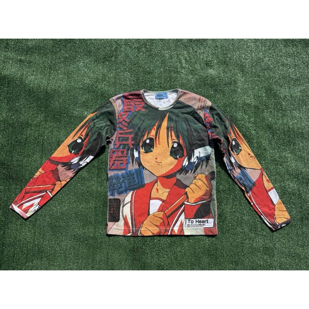 Vintage Work By EAKSAK Anime Japanese Women’s All Over Print Long Sleeve Shirt M